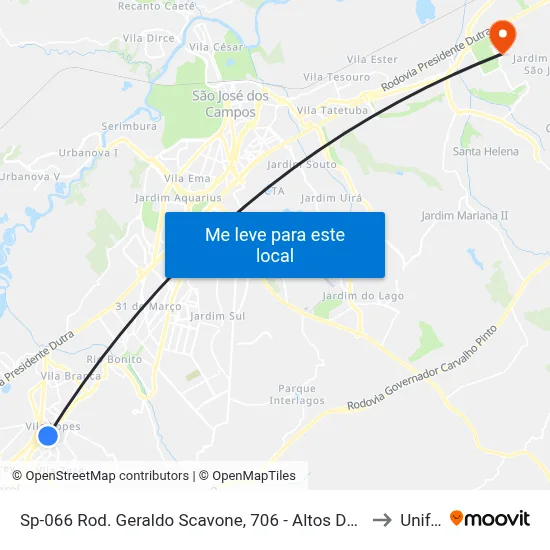 Sp-066 Rod. Geraldo Scavone, 706 - Altos De Santanna, Jacareí to Unifesp map