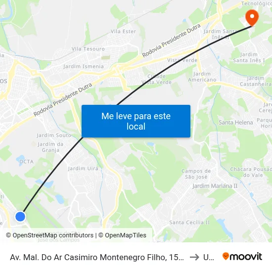 Av. Mal. Do Ar Casimiro Montenegro Filho, 1500 - Vila Sao Bento, São José Dos Campos to Unifesp map