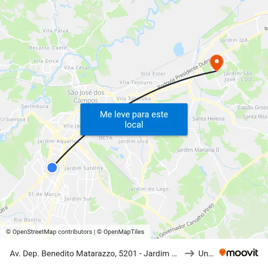 Av. Dep. Benedito Matarazzo, 5201 - Jardim Alvorada, São José Dos Campos to Unifesp map