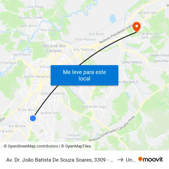 Av. Dr. João Batista De Souza Soares, 3309 - Jardim America, São José Dos Campos to Unifesp map
