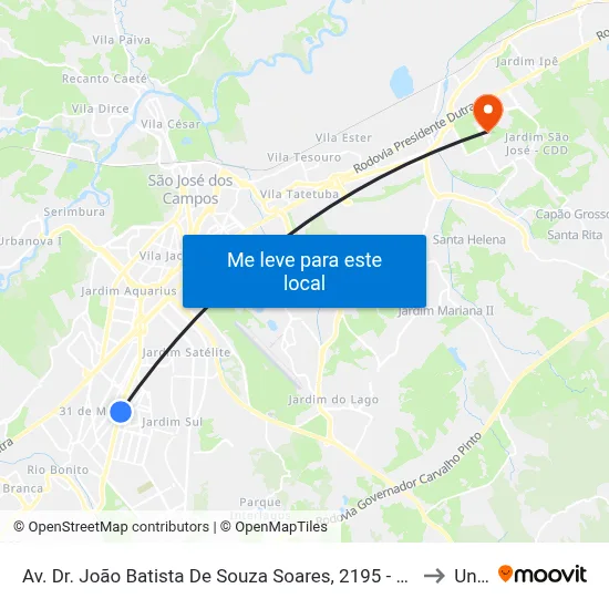 Av. Dr. João Batista De Souza Soares, 2195 - Cidade Morumbi, São José Dos Campos to Unifesp map