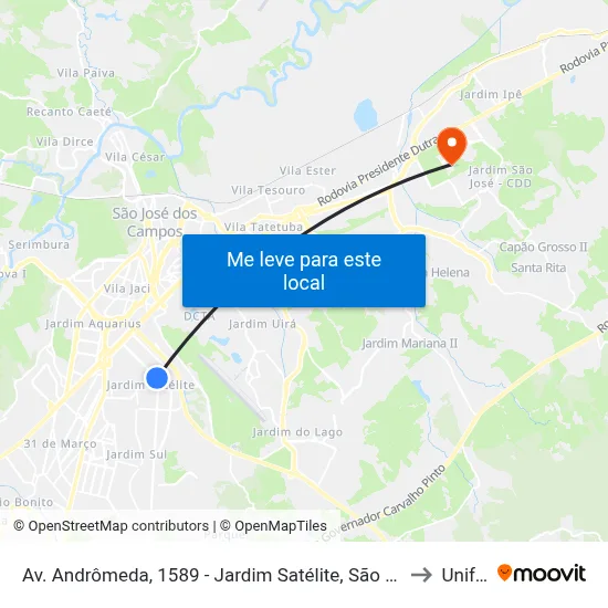 Av. Andrômeda, 1589 - Jardim Satélite, São José Dos Campos to Unifesp map