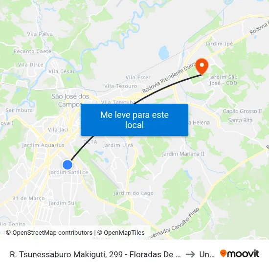 R. Tsunessaburo Makiguti, 299 - Floradas De São José, São José Dos Campos to Unifesp map