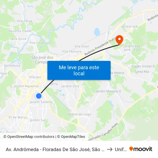 Av. Andrômeda - Floradas De São José, São José Dos Campos to Unifesp map