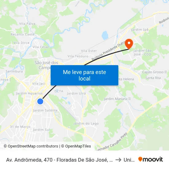 Av. Andrômeda, 470 - Floradas De São José, São José Dos Campos to Unifesp map