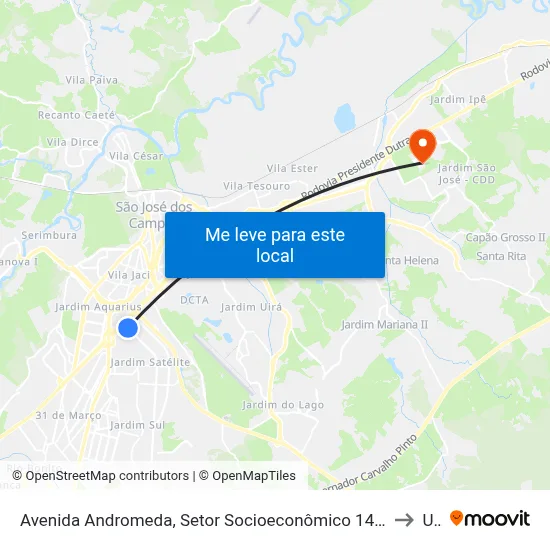 Avenida Andromeda, Setor Socioeconômico 14, São José Dos Campos - São Paulo, 12246, Brasil - Floradas De São José, São José Dos Campos to Unifesp map
