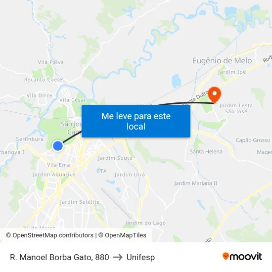 R. Manoel Borba Gato, 880 to Unifesp map