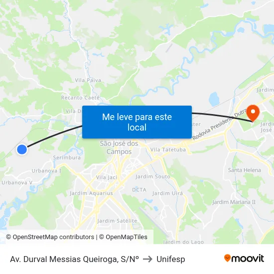 Av. Durval Messias Queiroga, S/Nº to Unifesp map