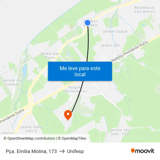 Pça. Emília Molina, 173 to Unifesp map
