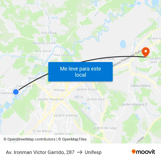 Av.  Ironman Victor Garrido, 287 to Unifesp map
