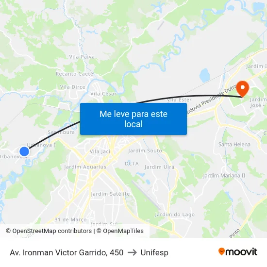 Av.  Ironman Victor Garrido, 450 to Unifesp map
