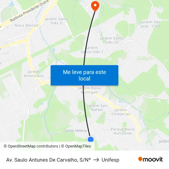 Av. Saulo Antunes De Carvalho, S/Nº to Unifesp map