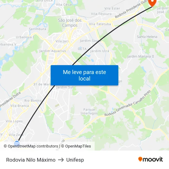 Rodovia Nilo Máximo to Unifesp map