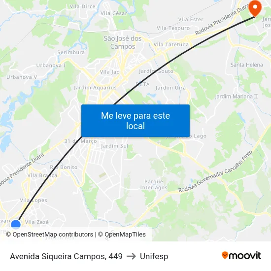 Avenida Siqueira Campos, 449 to Unifesp map