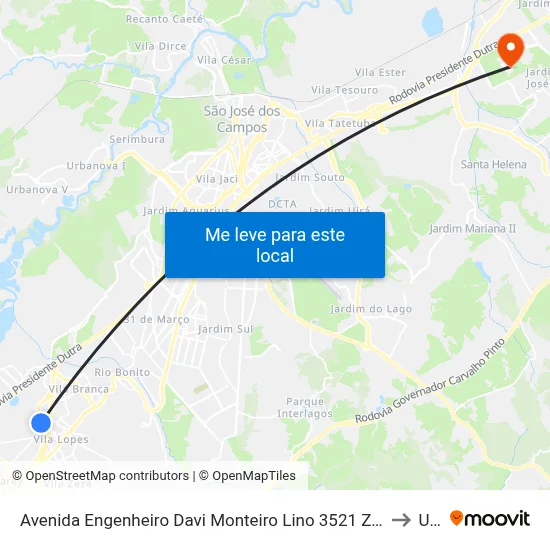 Avenida Engenheiro Davi Monteiro Lino 3521 Zona De Adensamento Controlado (Zac) Jacareí - São Paulo 12305 Brasil to Unifesp map