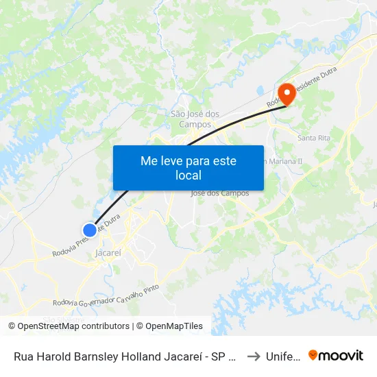 Rua Harold Barnsley Holland Jacareí - SP Brasil to Unifesp map