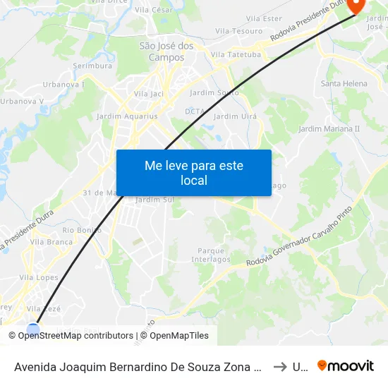 Avenida Joaquim Bernardino De Souza Zona Preferencial 01 - Zap 1 Jacareí - São Paulo 12316 Brasil to Unifesp map