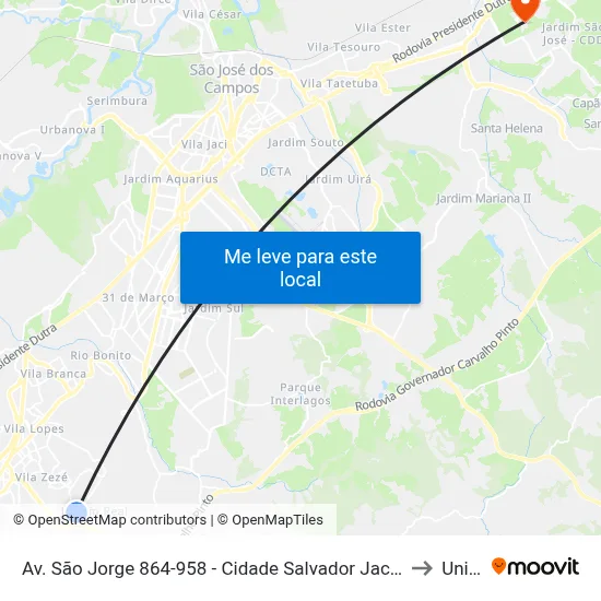 Av. São Jorge 864-958 - Cidade Salvador Jacareí - SP 12312-130 Brasil to Unifesp map
