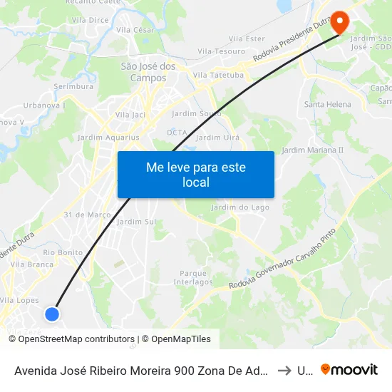 Avenida José Ribeiro Moreira 900 Zona De Adensamento Controlado (Zac) Jacareí - São Paulo 12311-250 Brasil to Unifesp map