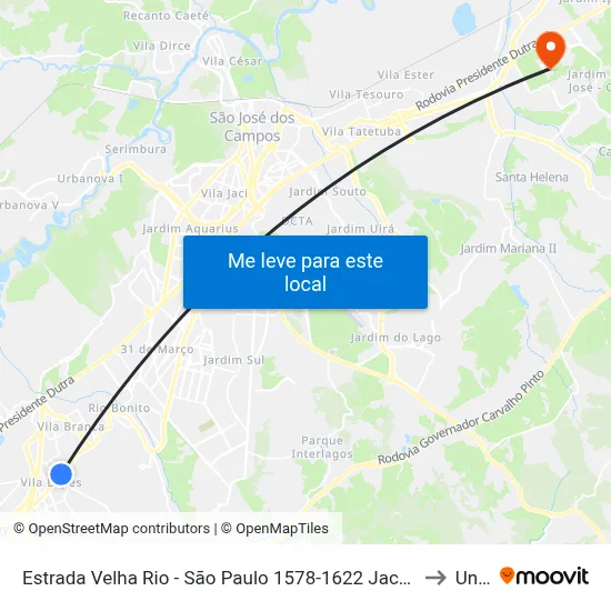 Estrada Velha Rio - São Paulo 1578-1622 Jacareí - SP República Federativa Do Brasil to Unifesp map