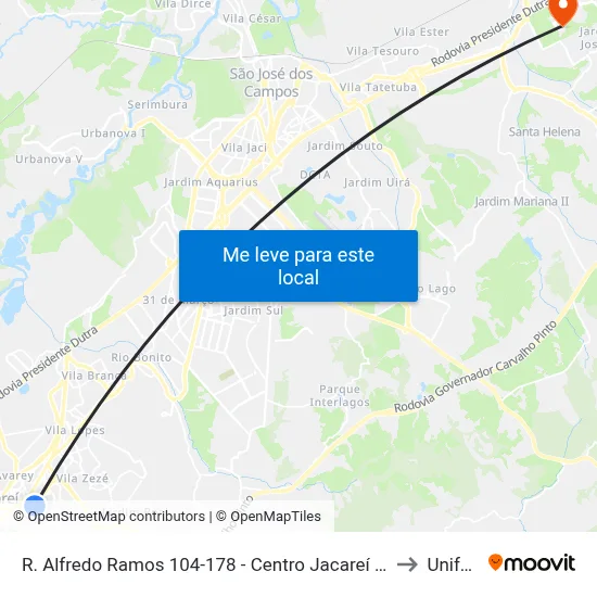 R. Alfredo Ramos 104-178 - Centro Jacareí - SP Brasil to Unifesp map