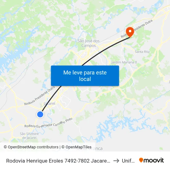 Rodovia Henrique Eroles 7492-7802 Jacareí - SP Brasil to Unifesp map