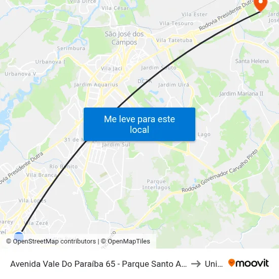 Avenida Vale Do Paraíba 65 - Parque Santo Antonio Jacareí - SP Brasil to Unifesp map
