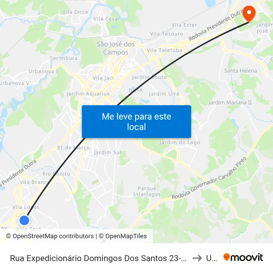 Rua Expedicionário Domingos Dos Santos 23-139 - Jardim Das Indústrias Jacareí - SP 12306-160 Brasil to Unifesp map