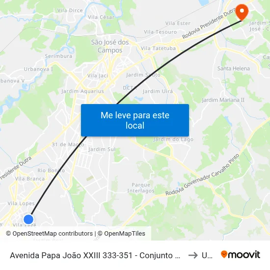 Avenida Papa João XXIII 333-351 - Conjunto São Benedito Jacareí - SP 12310-090 Brasil to Unifesp map