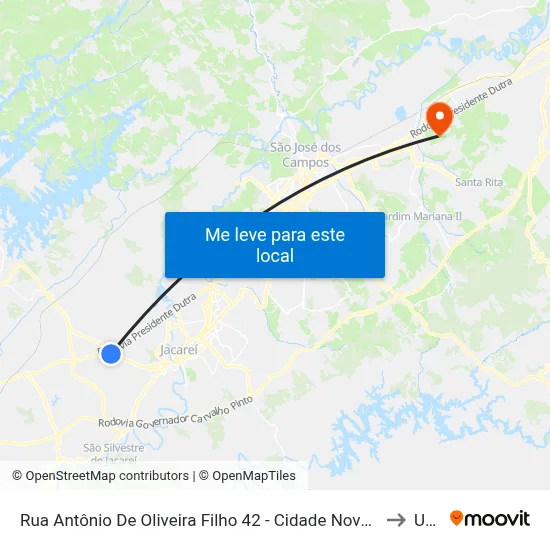 Rua Antônio De Oliveira Filho 42 - Cidade Nova Jacareí Jacareí - SP República Federativa Do Brasil to Unifesp map