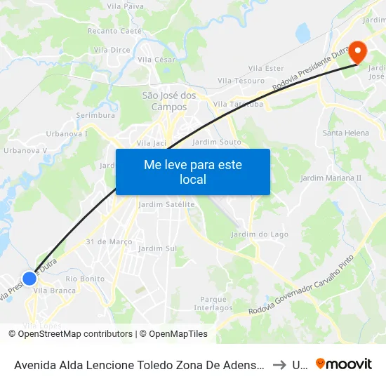 Avenida Alda Lencione Toledo Zona De Adensamento Controlado (Zac - Meia Lua) Jacareí - São Paulo Brasil to Unifesp map