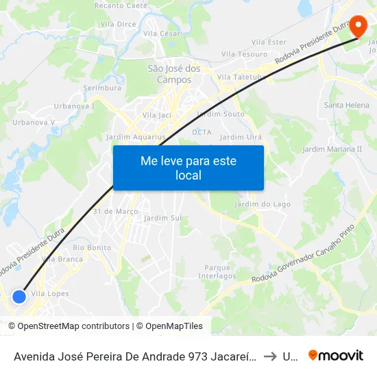 Avenida José Pereira De Andrade 973 Jacareí - SP 12328-290 República Federativa Do Brasil to Unifesp map