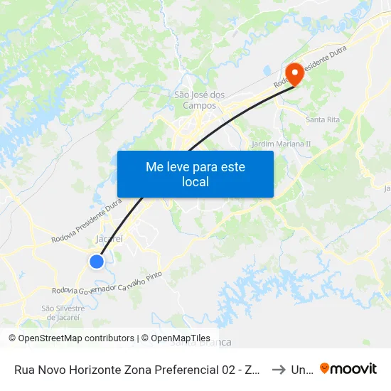 Rua Novo Horizonte Zona Preferencial 02 - Zap 2 A Jacareí - São Paulo 12323 Brasil to Unifesp map