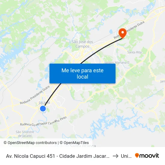 Av. Nícola Capuci 451 - Cidade Jardim Jacareí - SP 12320-330 Brasil to Unifesp map