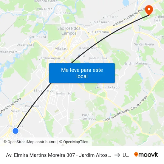 Av. Elmira Martins Moreira 307 - Jardim Altos De Santana I Jacareí - SP 12306-730 Brasil to Unifesp map