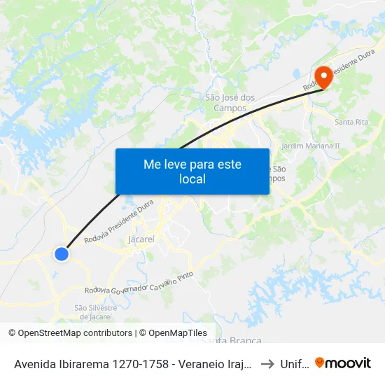 Avenida Ibirarema 1270-1758 - Veraneio Irajá Jacareí - SP Brasil to Unifesp map