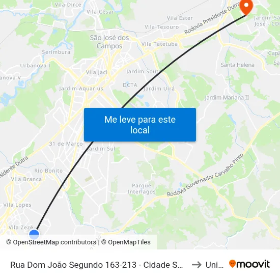 Rua Dom João Segundo 163-213 - Cidade Salvador Jacareí - SP Brasil to Unifesp map