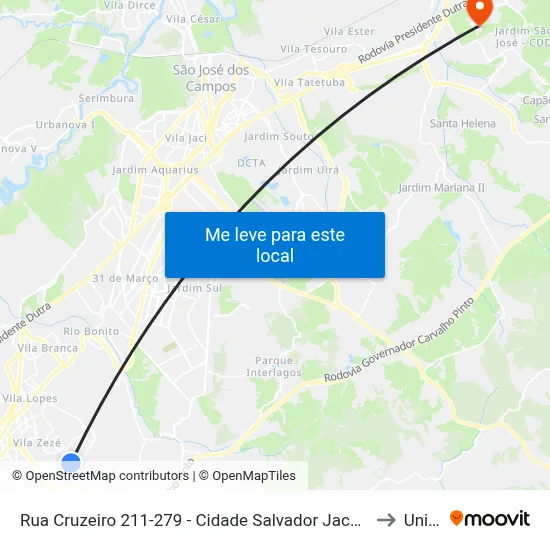 Rua Cruzeiro 211-279 - Cidade Salvador Jacareí - SP 12312-160 Brasil to Unifesp map