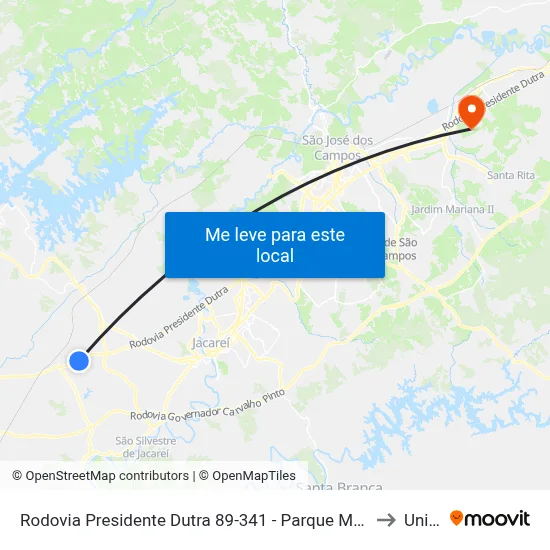 Rodovia Presidente Dutra 89-341 - Parque Meia Lua Jacareí - SP Brasil to Unifesp map