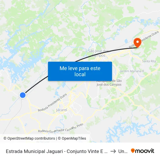 Estrada Municipal Jaguari - Conjunto Vinte E Dois De Abril Jacareí - SP Brasil to Unifesp map