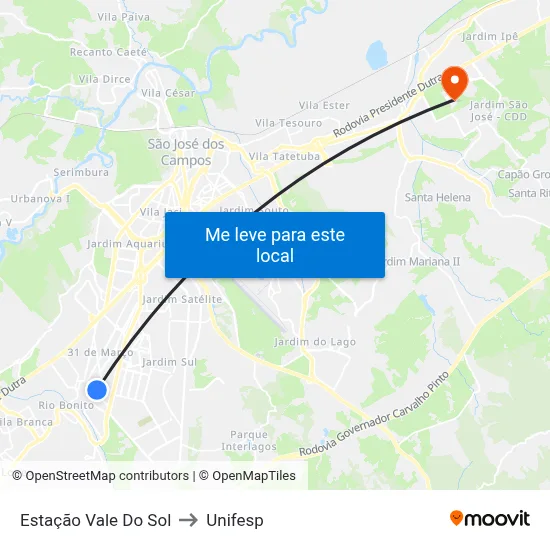 Estação Vale Do Sol to Unifesp map