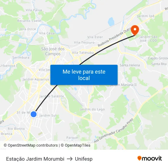 Estação Jardim Morumbi to Unifesp map