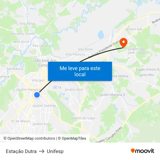 Estação Dutra to Unifesp map
