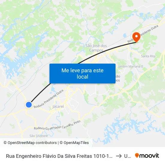 Rua Engenheiro Flávio Da Silva Freitas 1010-1026 - Chácaras Reunidas Igarapes Jacareí - SP Brasil to Unifesp map