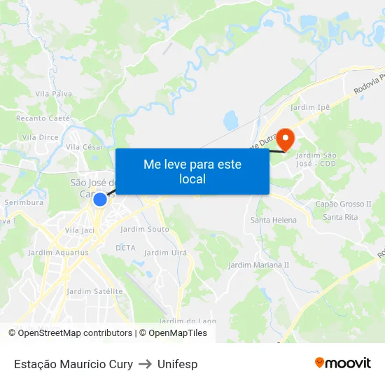 Estação Maurício Cury to Unifesp map