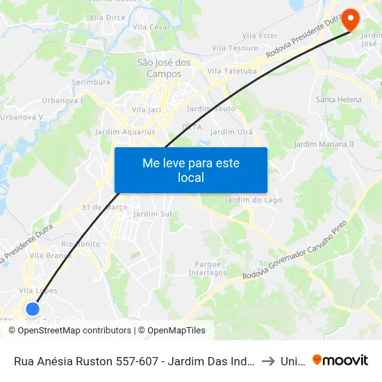 Rua Anésia Ruston 557-607 - Jardim Das Indústrias Jacareí - SP Brasil to Unifesp map