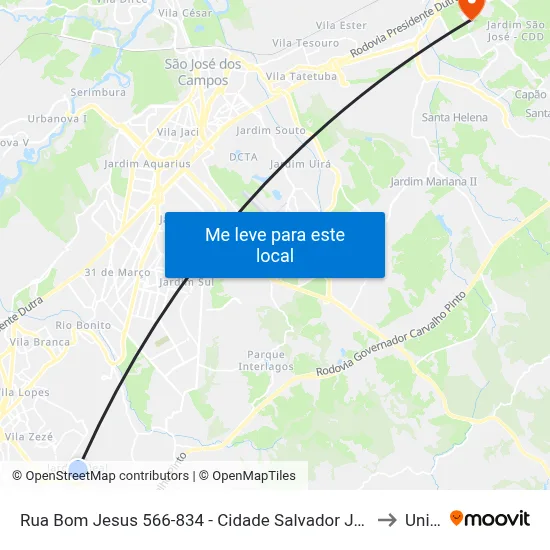 Rua Bom Jesus 566-834 - Cidade Salvador Jacareí - SP 12312-150 Brasil to Unifesp map