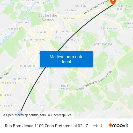 Rua Bom Jesus 1100 Zona Preferencial 02 - Zap 2 A Jacareí - São Paulo 12312-150 Brasil to Unifesp map
