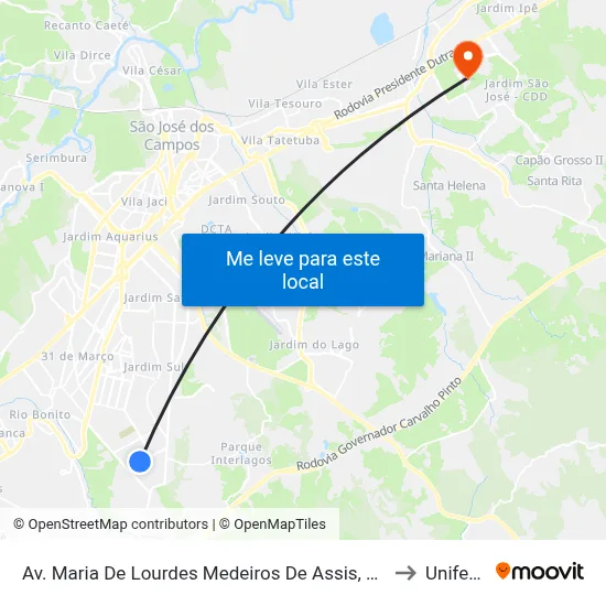Av. Maria De Lourdes Medeiros De Assis, 899 to Unifesp map