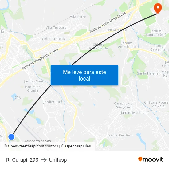 R. Gurupi, 293 to Unifesp map